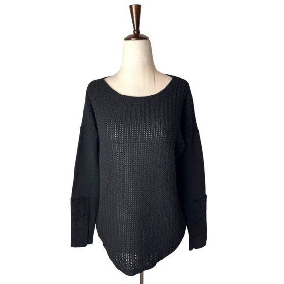 Club Monaco Sweater Women XS Black Italian Cashmere Knit Pullover Quiet Luxury - Picture 1 of 8